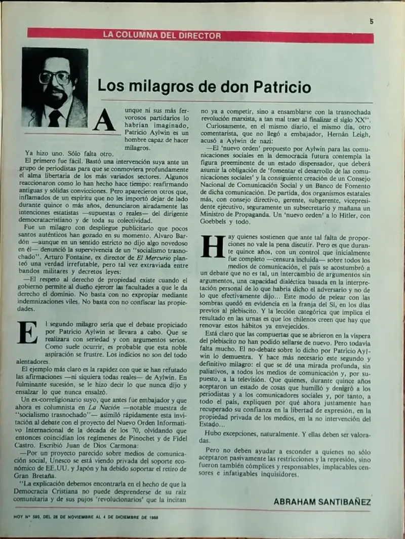 Revista Hoy 1984 Guerra Santa en Chile - 3