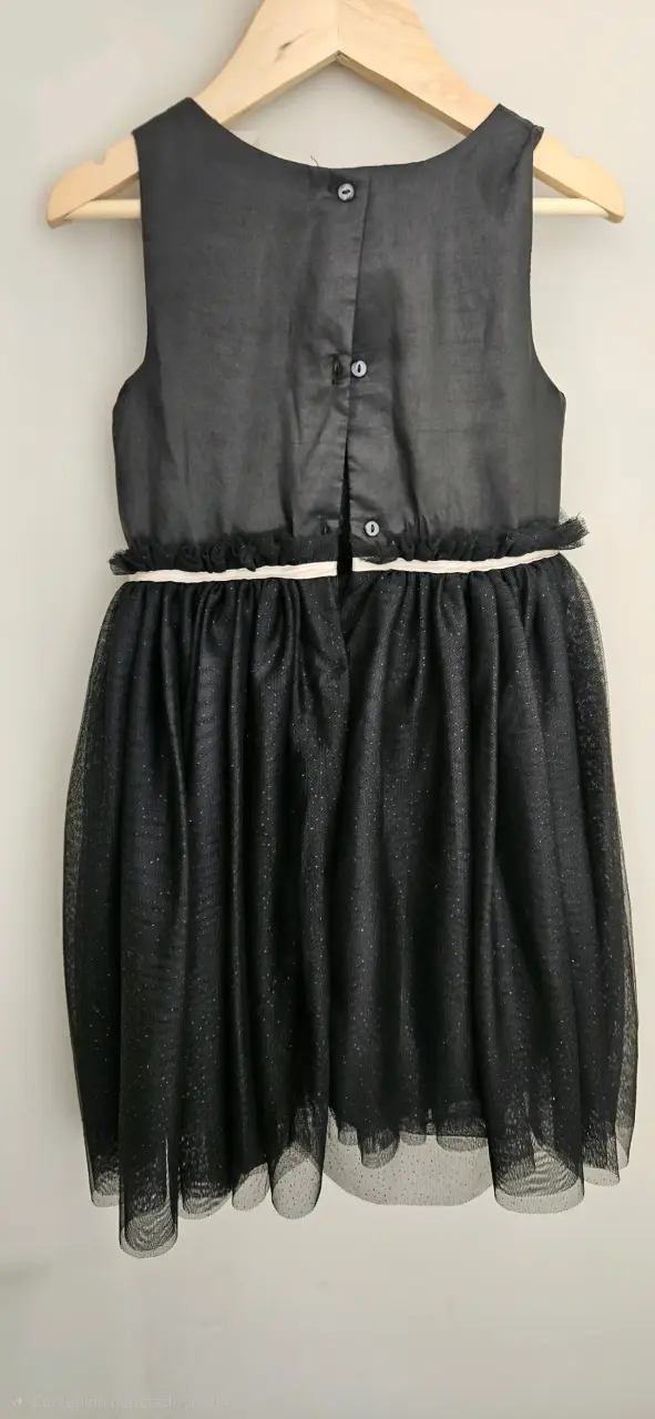 Vestido de niña fiesta negro con flor - 2
