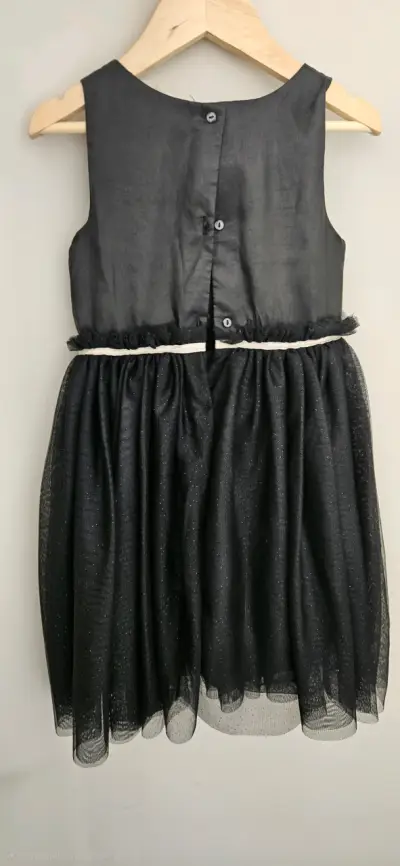 Vestido de niña fiesta negro con flor - miniatura 2