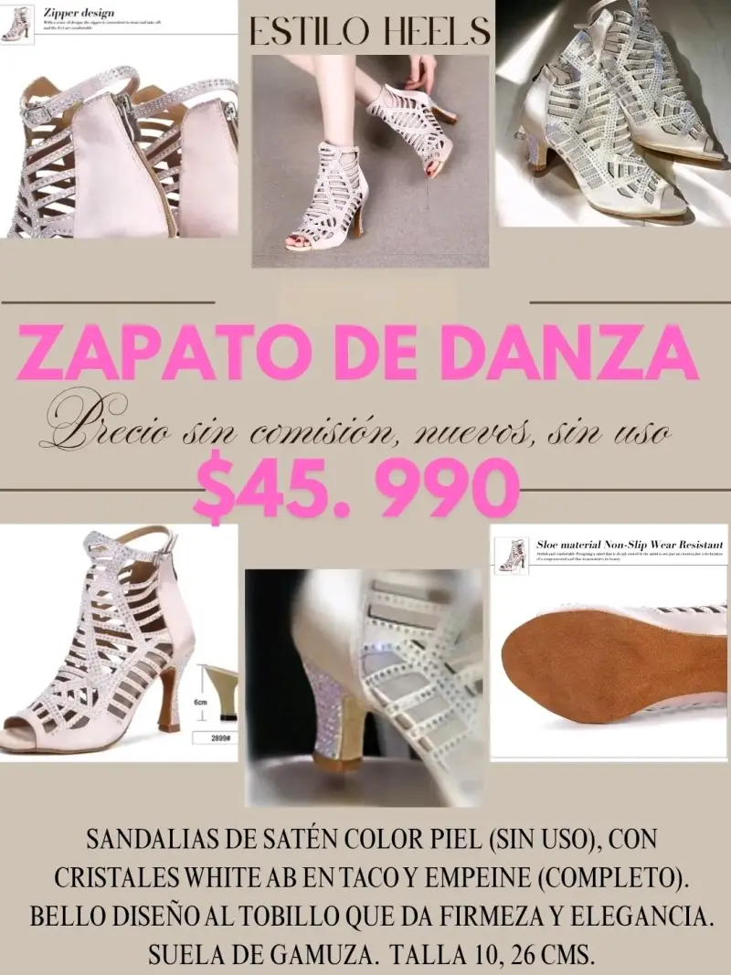 Zapatos de danza de satén con cristales - 1