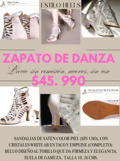 Zapatos de danza de satén con cristales - miniatura 1