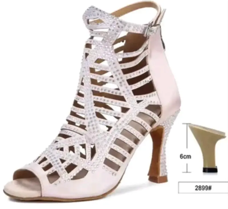 Zapatos de danza de satén con cristales - 5