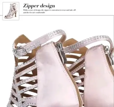 Zapatos de danza de satén con cristales - miniatura 6
