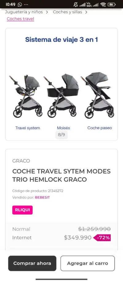 Coche bebe Graco Modes Trio Hemlock 4x4 - miniatura 1