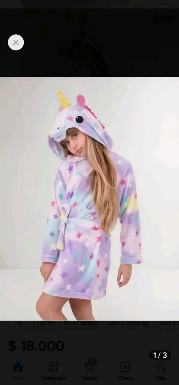Bata infantil unicornio multicolor con capucha