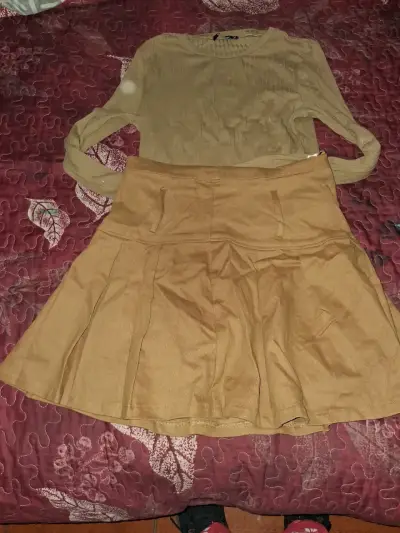 Falda acampanada marrón para mujer - miniatura 2