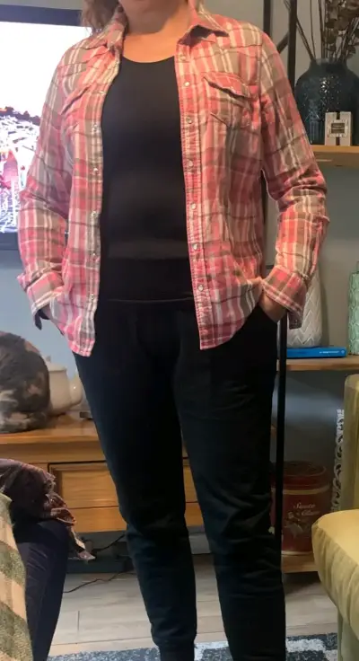 Camisa a cuadros rosados para mujer K Woman - miniatura 3