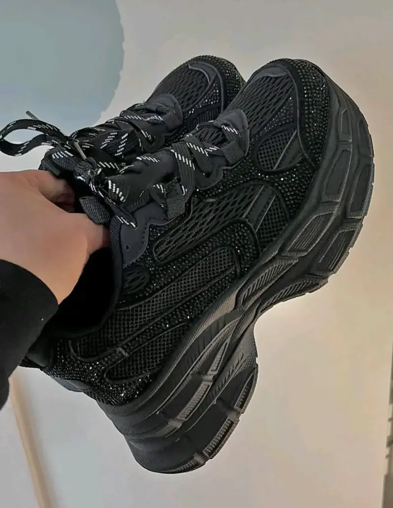 Zapatillas negras con brillos para mujer, talla 38 - 1