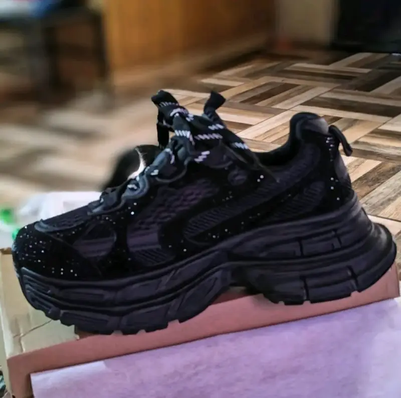 Zapatillas negras con brillos para mujer, talla 38 - 2