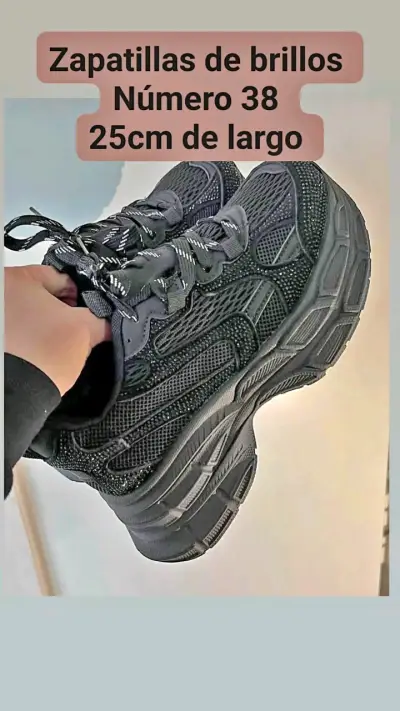 Zapatillas negras con brillos para mujer, talla 38 - miniatura 4