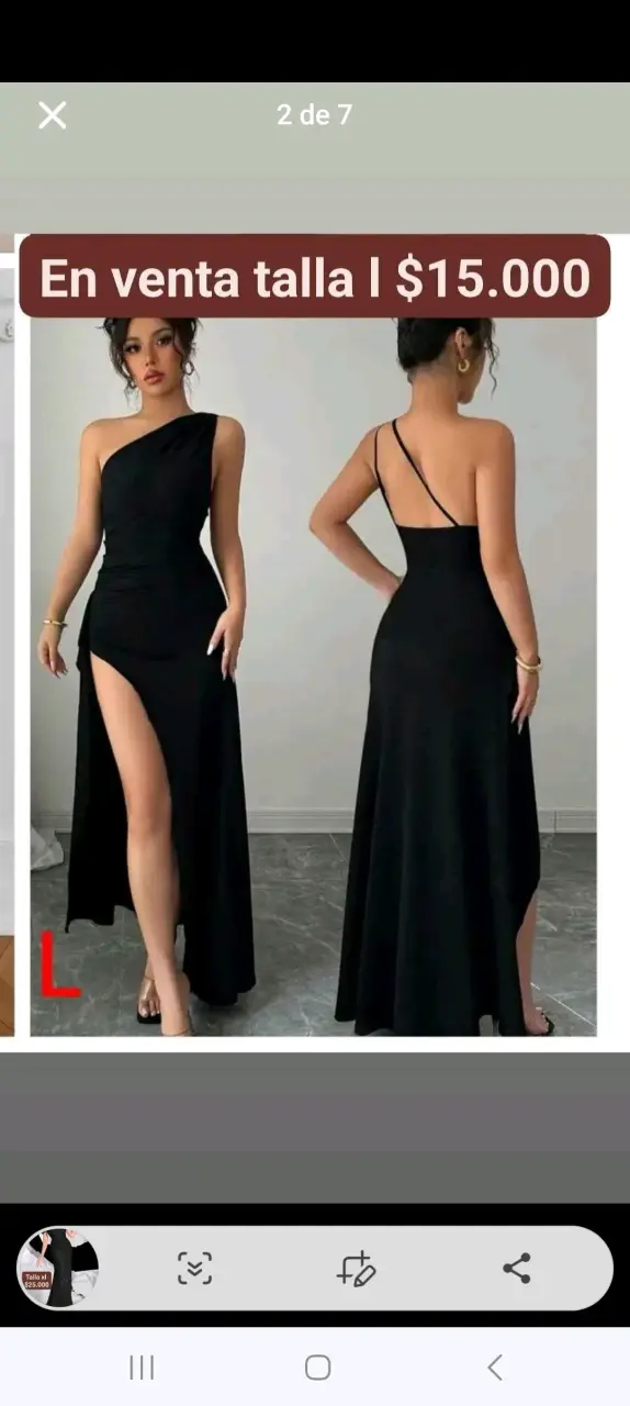 Vestido negro elegante con abertura lateral - 1
