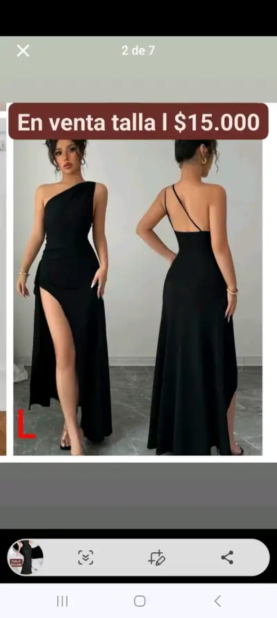 Vestido negro elegante con abertura lateral - miniatura 1