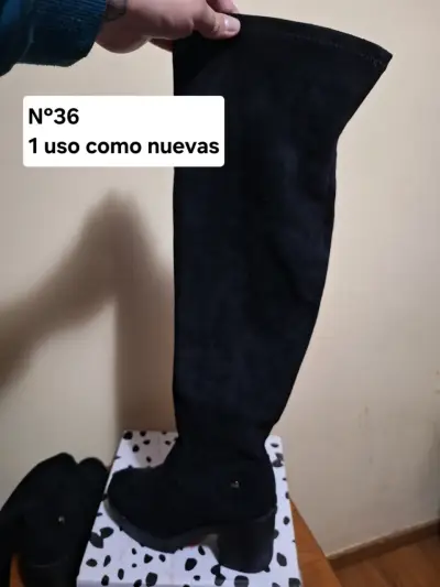 Botas negras de tacón alto, talla 36, como nuevas - miniatura 1