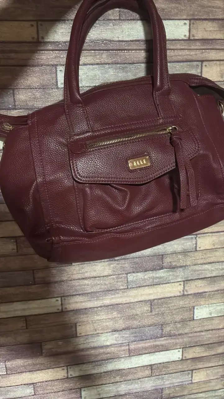 Bolso de cuero burdeos Elle con asas - 1