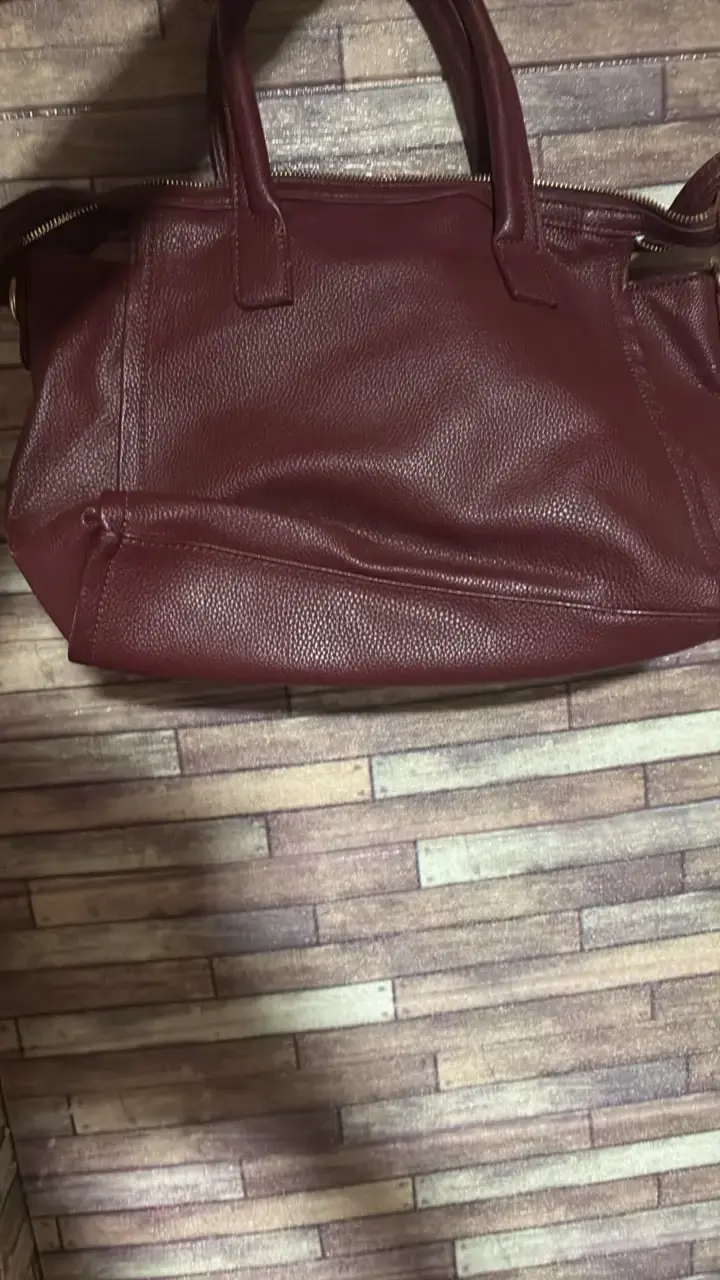 Bolso de cuero burdeos Elle con asas - 2