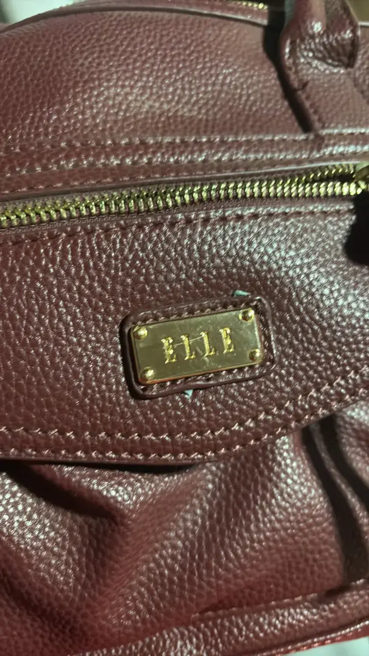 Bolso de cuero burdeos Elle con asas - 3