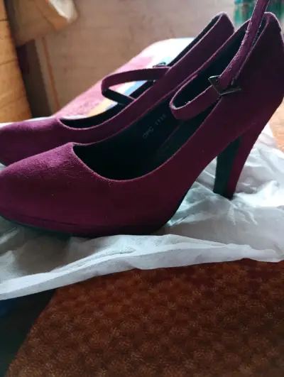 Zapatos Tacón Mary Jane Vino/Morado con Hebilla - miniatura 1