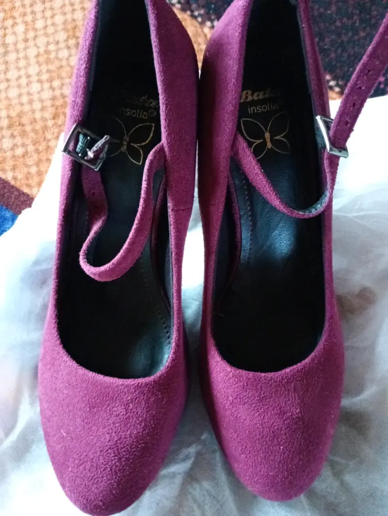 Zapatos Tacón Mary Jane Vino/Morado con Hebilla - 2