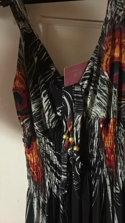 Vestido largo estampado de plumas TALLA STANDAR - miniatura 2