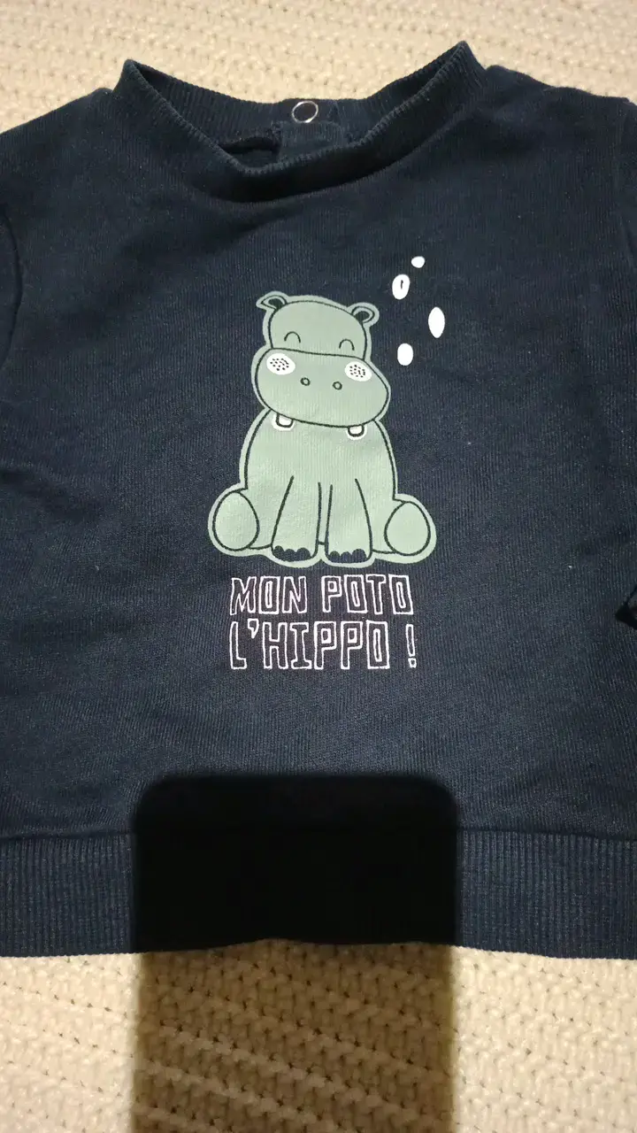 Polerón infantil azul con diseño de hipopótamo - 2