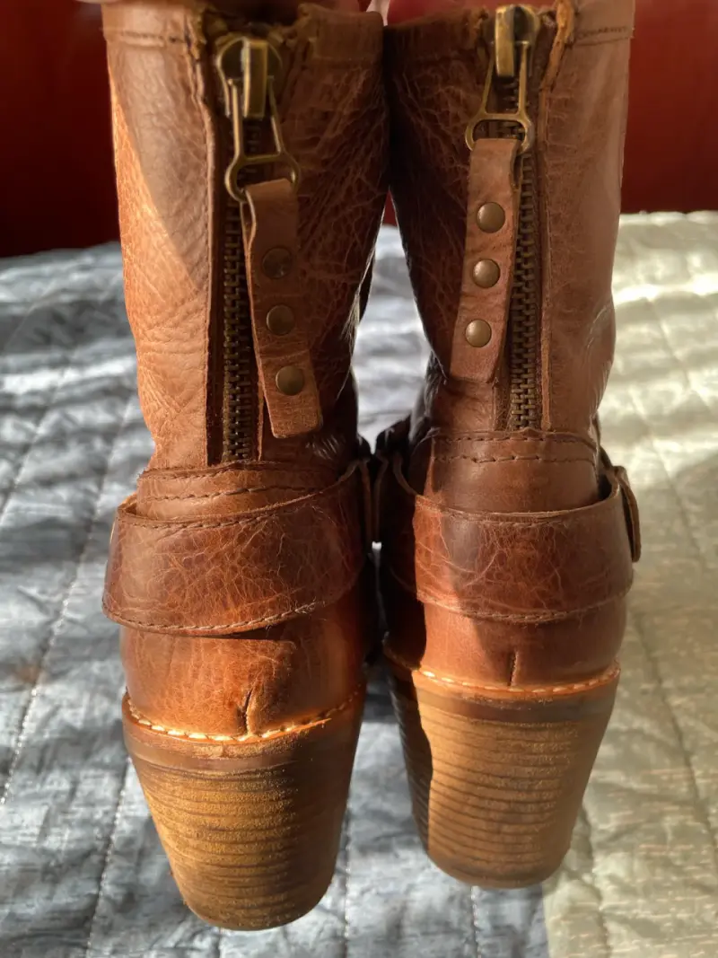 Botines de cuero marrón con hebilla - 5