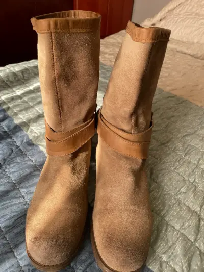 Botas de gamuza marrón para mujer talla 37 - miniatura 1