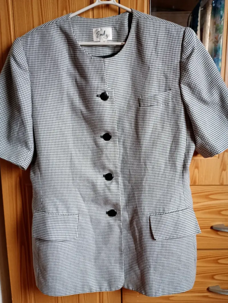 Chaleco Blazer Pata de Gallo Emily – Manga Corta, - 1