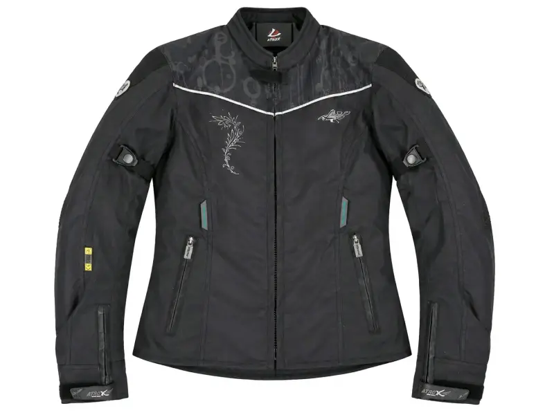 Chaqueta de moto negra para mujer con diseño floral - 1