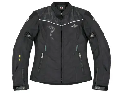 Chaqueta de moto negra para mujer con diseño floral - miniatura 1