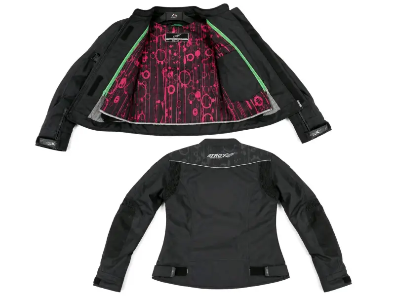Chaqueta de moto negra para mujer con diseño floral - 2
