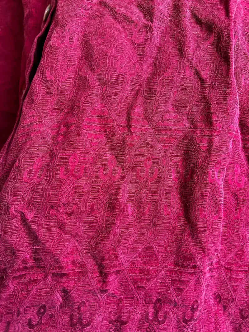 Camisa de lino bordada color burdeos - 2