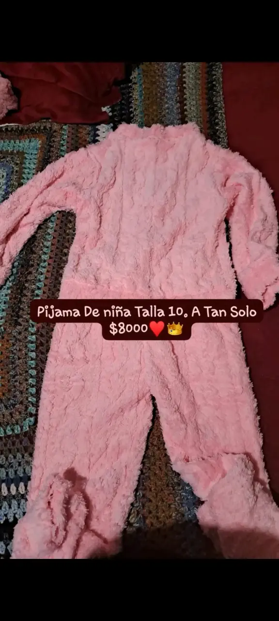Pijama polar de niña talla 10 color rosado - 1