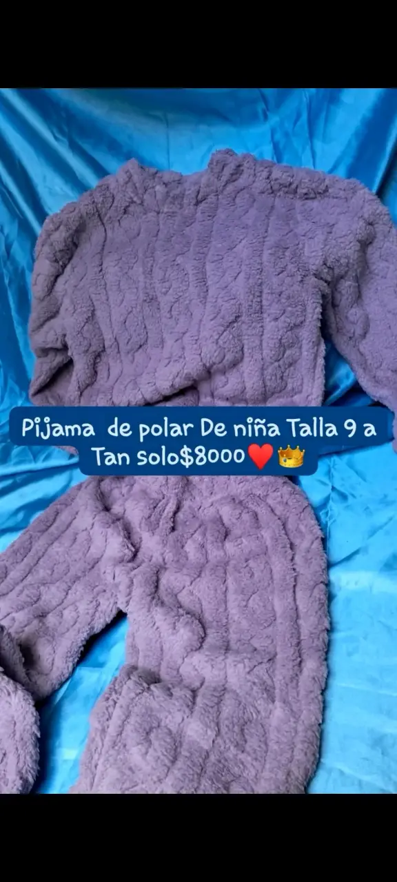 Pijama polar de niña talla 10 color rosado - 3