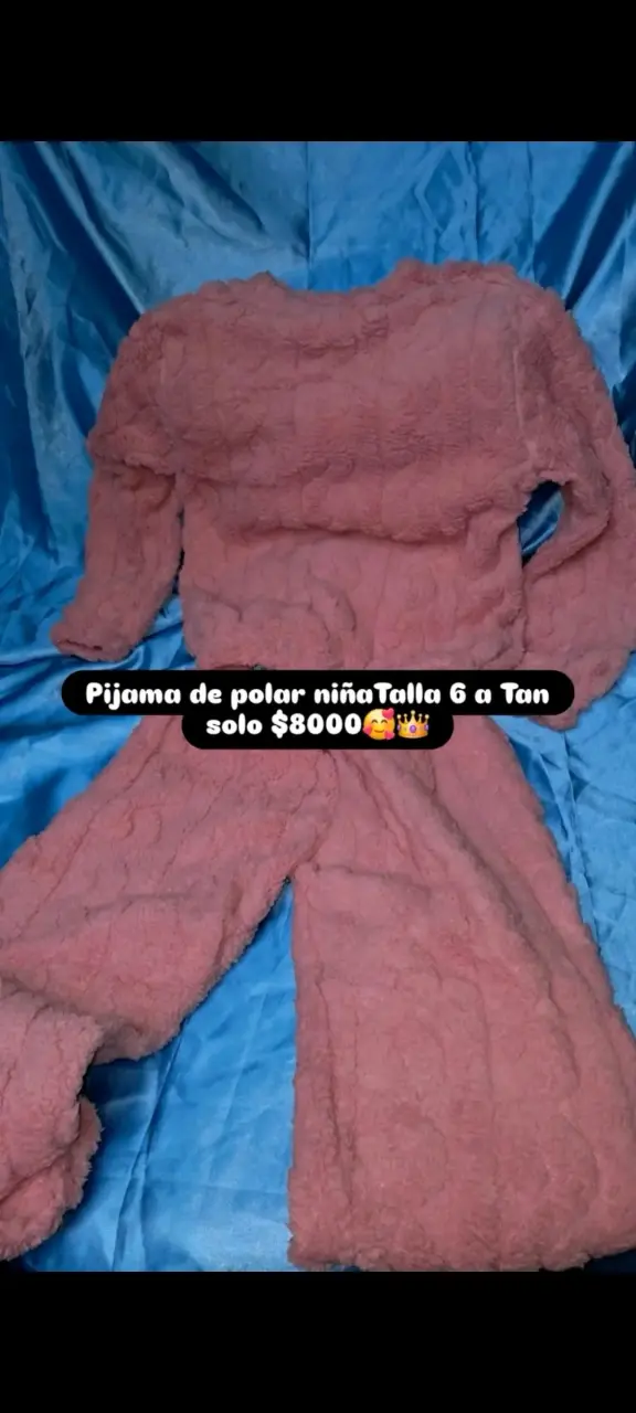Pijama polar de niña talla 10 color rosado - 4
