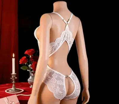Body de encaje blanco para mujer - miniatura 1