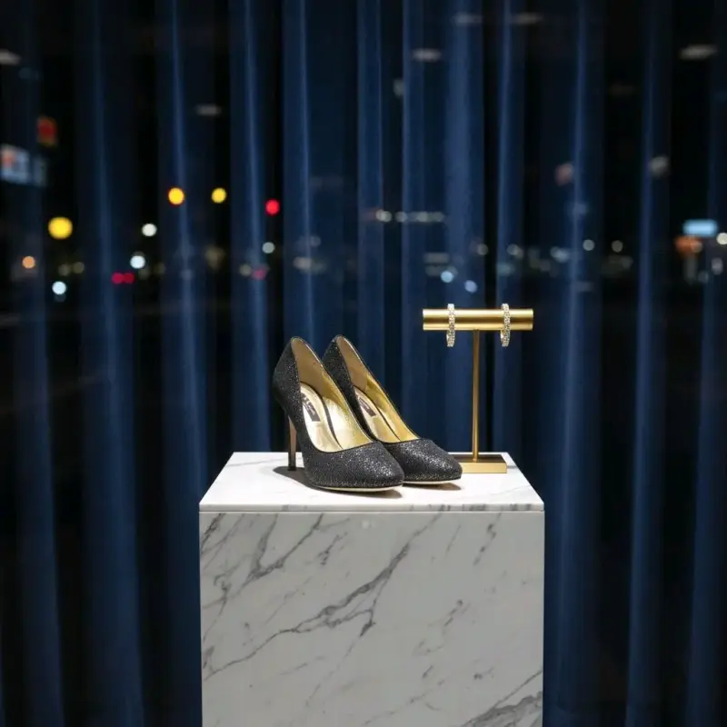 Zapatos de Tacón Alto Negros Brillantes