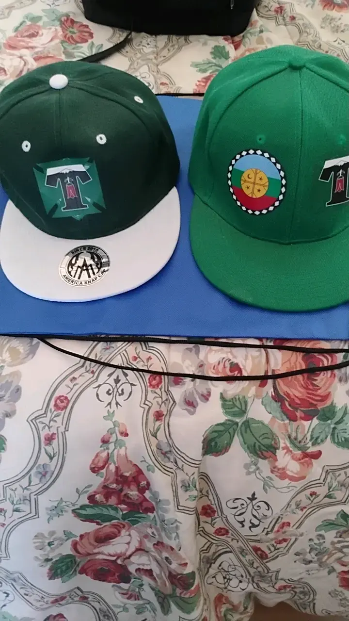 Gorras verdes con diseño Mapuche y deportes temuco - 1