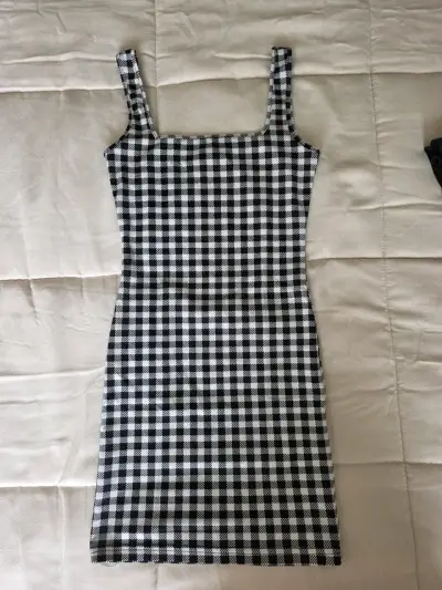 Vestido Shein a cuadros blanco y negro - miniatura 1