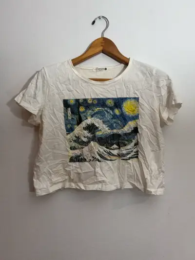 2 Poleras Blancas con Estampado Artístico - miniatura 1