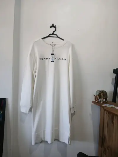 Vestido sudadera Tommy Hilfiger blanco - miniatura 1
