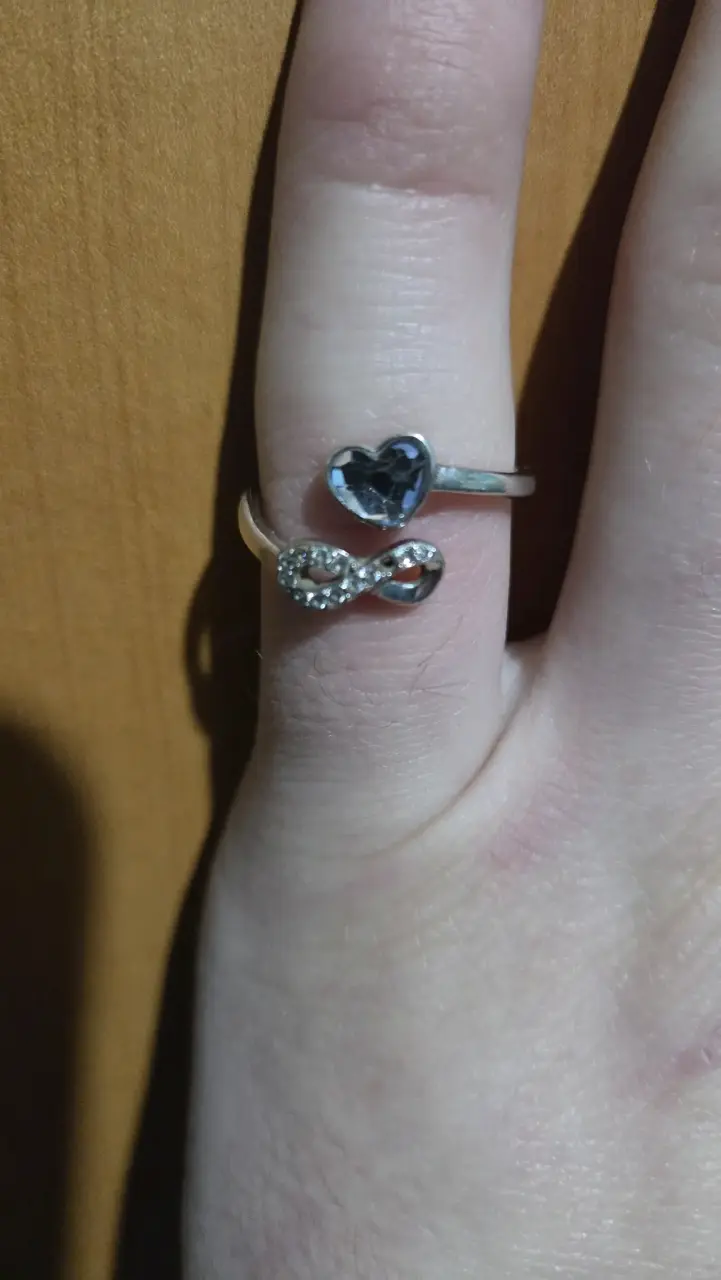 Anillo de plata ajustable con corazón e infinito - 1