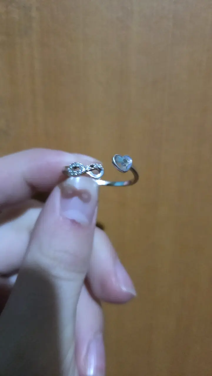 Anillo de plata ajustable con corazón e infinito - 2