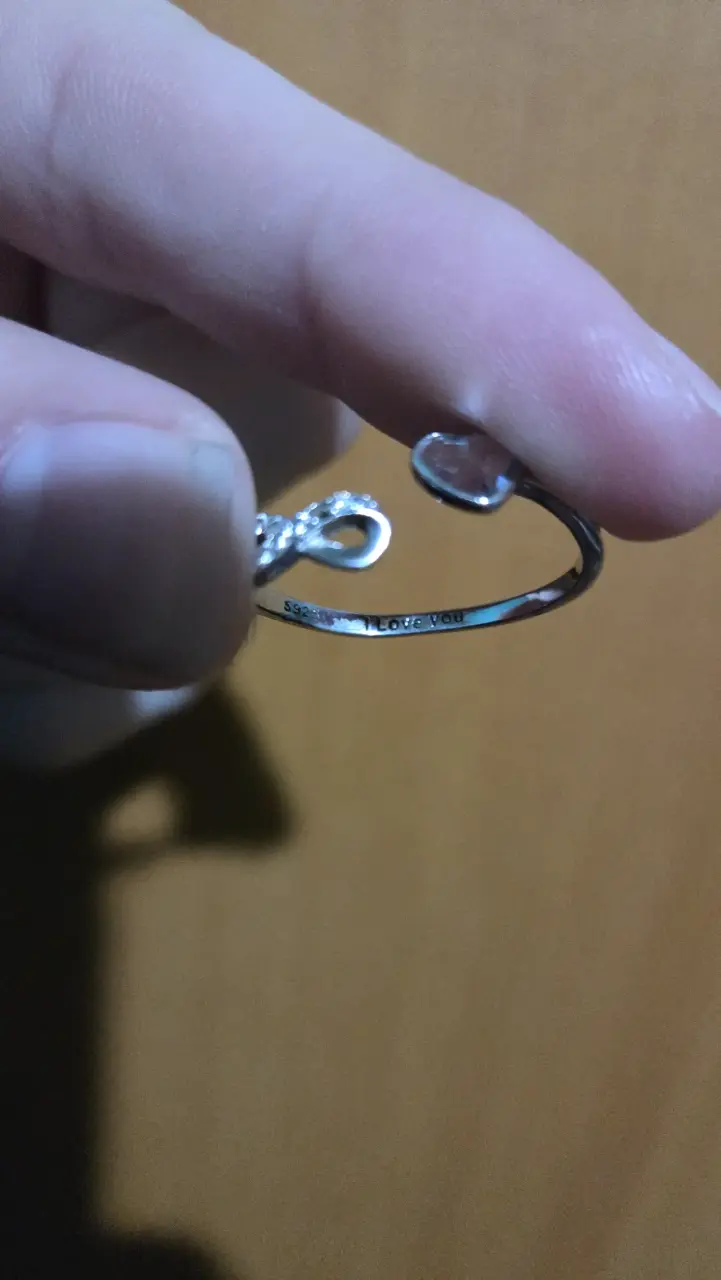Anillo de plata ajustable con corazón e infinito - 3