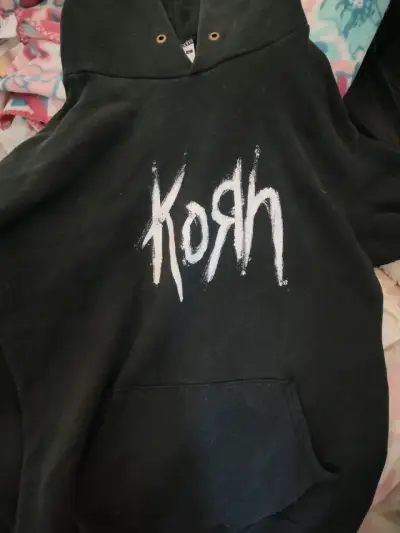 Polerón negro con capucha Korn diseño único - miniatura 1