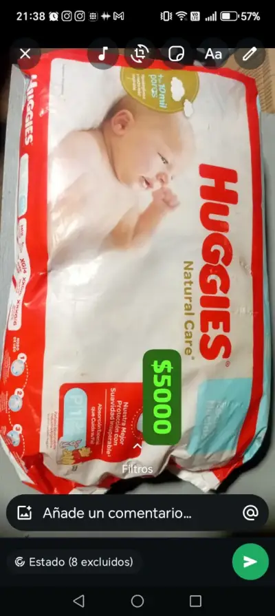 Pañales Huggies Natural Care Talla XG - miniatura 1