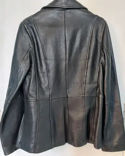 Chaqueta de cuero negra para mujer talla S - miniatura 2