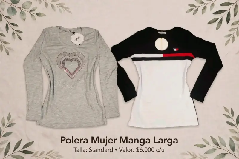 Polera Mujer Manga Larga bicolor