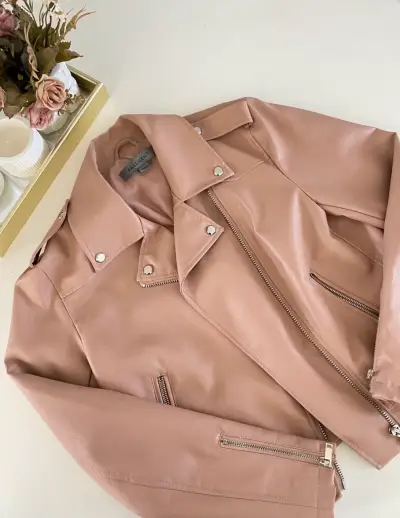 Chaqueta de cuero rosa Basement (NUEVA) - miniatura 1