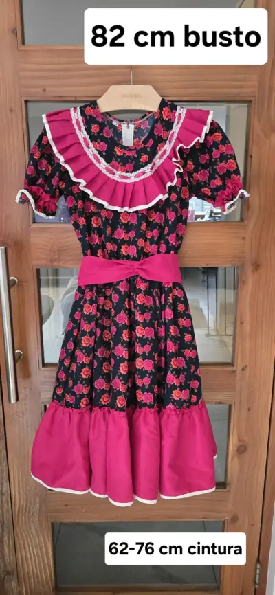 Vestido huasa fucsia talla 12 - miniatura 1