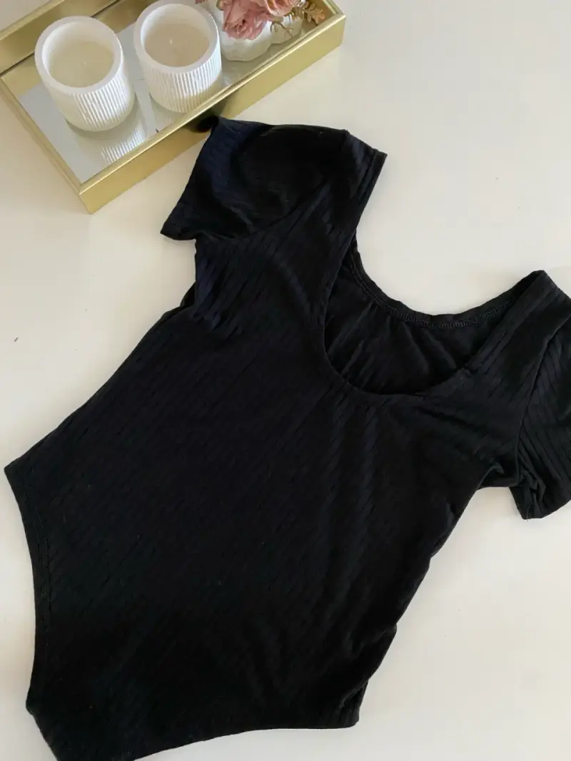Body negro de manga corta para mujer (NUEVO)